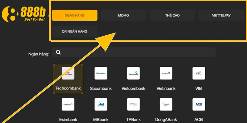 Hướng dẫn nạp tiền 888b